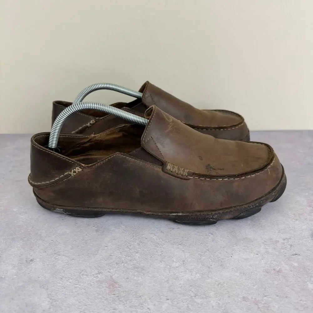 Olukai Shoes Men's Size 10 Moloa Kapa Slip On Drop In Heel Casual Resort READ